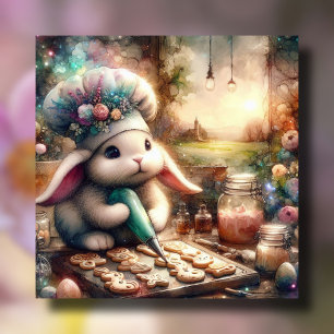 Tarjeta Festiva Cute Watercolor Bunny Frosting Cookies de Pascua