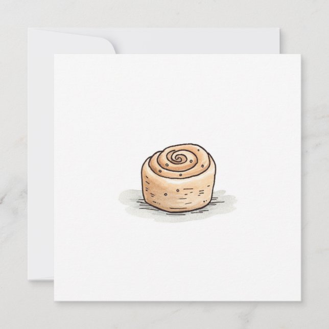 Tarjeta Festiva Cute Watercolor Cinnamon Roll (Anverso)