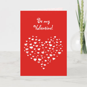 Tarjeta Festiva Cute Watercolor Corazones Rojos Blancos Día de San