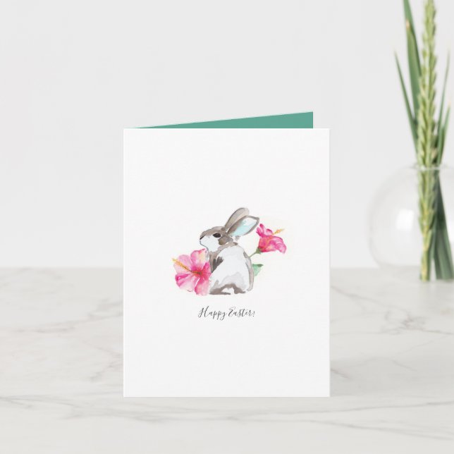 Tarjeta Festiva Cute Watercolor Easter Birday Card (Anverso)