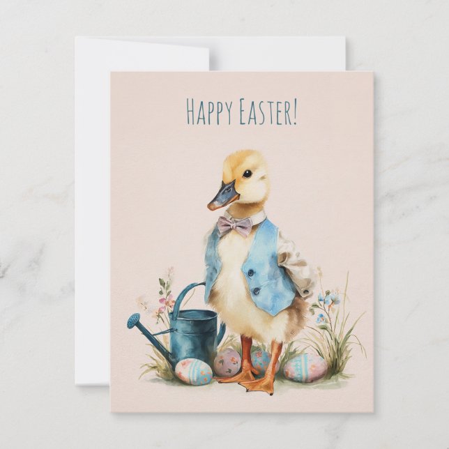 Tarjeta Festiva Cute Watercolor Easter Card (Anverso)