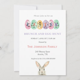 Tarjeta Festiva Cute watercolor Easter eggs Easter Brunch 