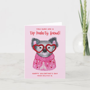 Tarjeta Festiva Cute Watercolor Koala El día de San Valentín de ni