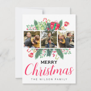 Tarjeta Festiva Cute Watercolor Leaves Merry Christmas Fotos de Fa