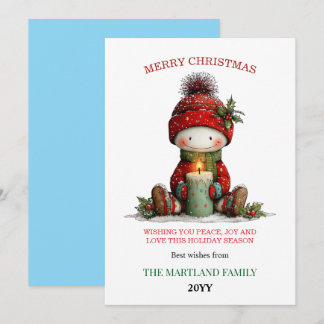 Tarjeta Festiva Cute Watercolor Snowman Christmas Card