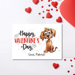 Tarjeta Festiva Cute Watercolor Storybook Puppy Happy Valentines