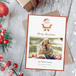 Tarjeta Festiva Cute Watercolor Vintage Santa Photo Navidades<br><div class="desc">Cute acuarela vintage Santa Clause Navidades tarjeta de felicitaciones navideñas añada tu foto familiar favorita. Puede eliminar o cambiar el mensaje de la parte posterior.</div>