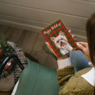 Tarjeta Festiva Cute Watercolor Yorkshire Terrier Perro Personaliz