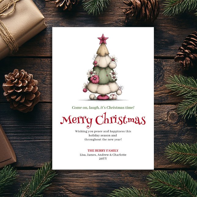 Tarjeta Festiva Cute Whimsical Christmas Tree Festive Greeting (Cute Whimsical Christmas Tree Festive Greeting)