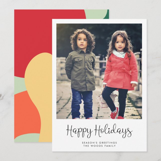 Tarjeta Festiva Cute Whimsical Happy Holidays Photo (Anverso / Reverso)