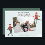 Tarjeta Festiva Cute Winter Ice Skaters Photo<br><div class="desc">Esta adorable tarjeta de festividad fotográfica incluye hermosos patinadores de hielo de invierno ilustrados en un lago congelado, las palabras "Que tus vacaciones sean tan alegres", y un marcador de posición para tu foto. La parte posterior presenta un patrón de copos de nieve sobre un fondo verde para los Navidades....</div>