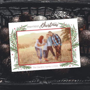 Tarjeta Festiva Cute Wreath Merriest Navidades Holly Card