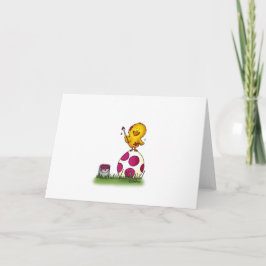 Tarjeta Festiva Cute y caprichosa chica está coloreando un Huevo d