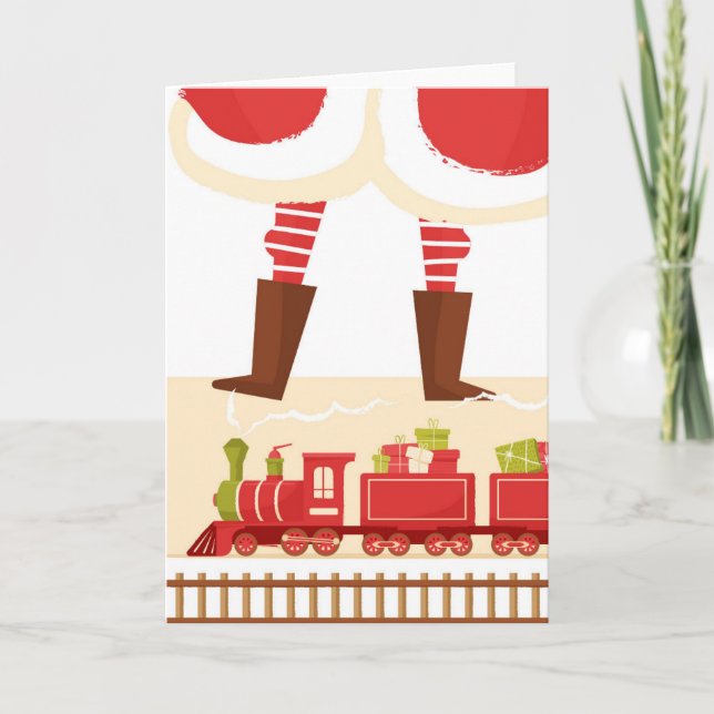 Tarjeta Festiva Cute y caprichoso Navidades de Santa Train Funny B (Anverso)