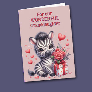 Tarjeta Festiva Cute Zebra Floral Regalo Nieta Valentine