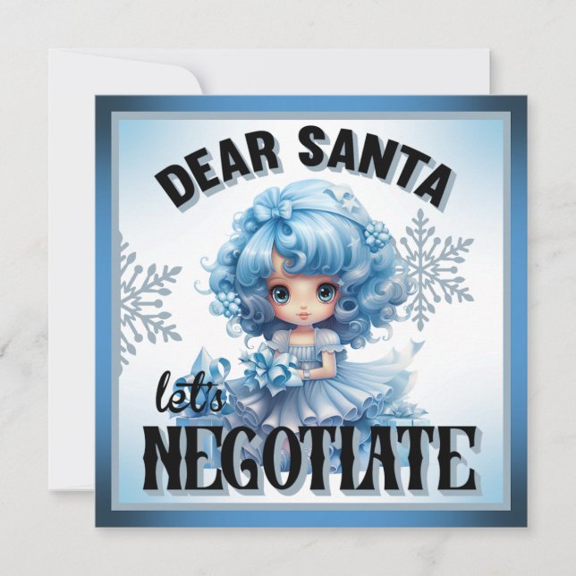 Tarjeta Festiva Cutie Blue Queridos Santa Navidades (Anverso)