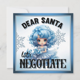 Tarjeta Festiva Cutie Blue Queridos Santa Navidades