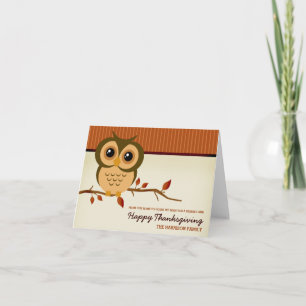 Tarjeta Festiva Cutie Owl Feliz Día de Gracias
