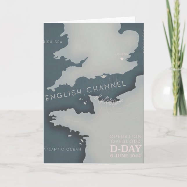 Tarjeta Festiva D-Day Operación al mando del poster Militar. (Anverso)