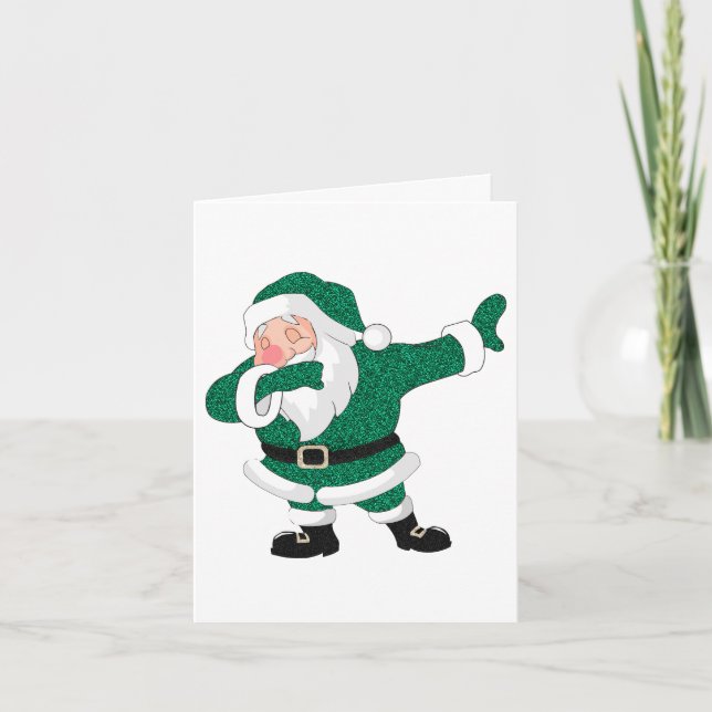 Tarjeta Festiva Dabbing Green Santa Claus | Humor divertido de vac (Anverso)