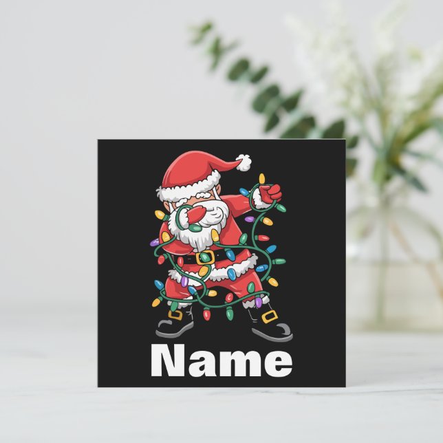 Tarjeta Festiva Dabbing Santa Funny Navidades personalizados regal (Anverso de pie)