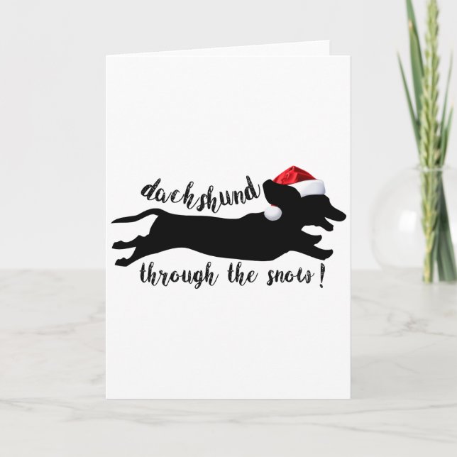 Tarjeta Festiva Dachshund a través de las vacaciones de los Navida (Anverso)