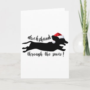 Tarjeta Festiva Dachshund a través de las vacaciones de los Navida