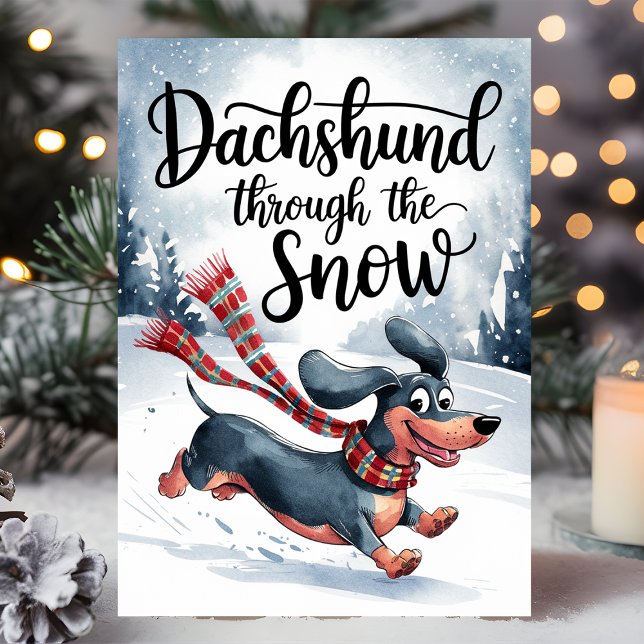Tarjeta Festiva Dachshund a través de los Navidades de la nieve (Subido por el creador)