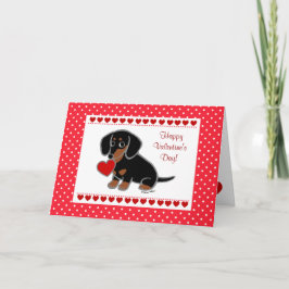 Tarjeta Festiva Dachshund Black and Tan Heart