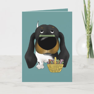 Tarjeta Festiva Dachshund - ¿Caza de huesos de Pascua, alguien?