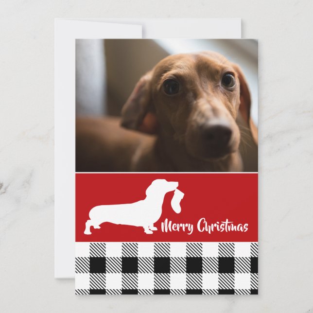 Tarjeta Festiva Dachshund con foto de feriado (Anverso)