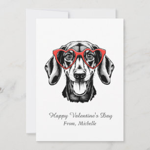 Tarjeta Festiva Dachshund Corazones Rojos Personalizados Día de Sa