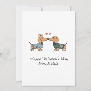 Tarjeta Festiva Dachshund Corazones Rojos Personalizados Día de Sa