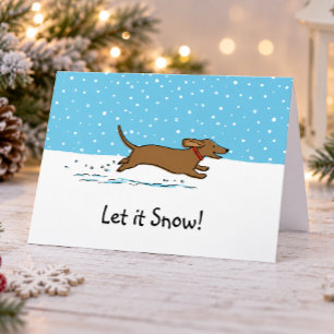 Tarjeta Festiva Dachshund Deja que nieve - Felices fiestas perro s