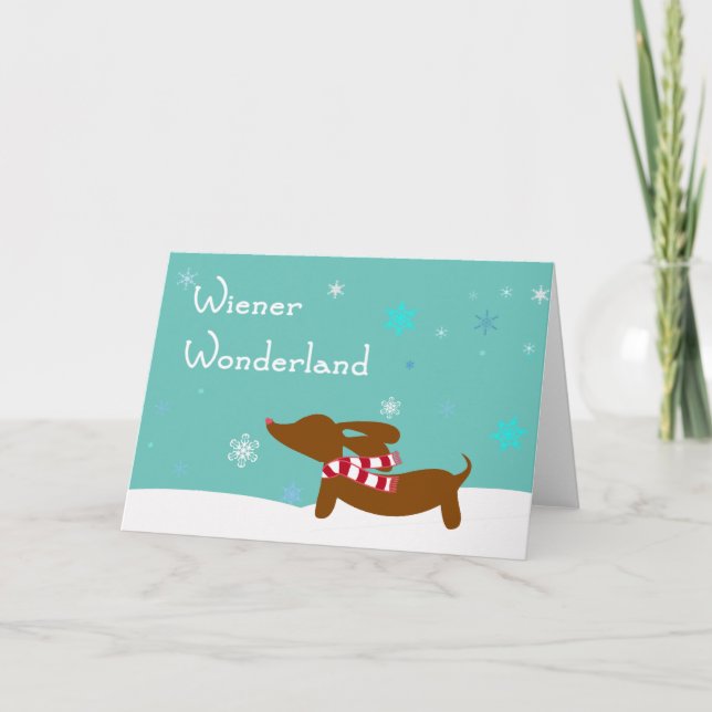 Tarjeta Festiva Dachshund del país de las maravillas de la (Anverso)