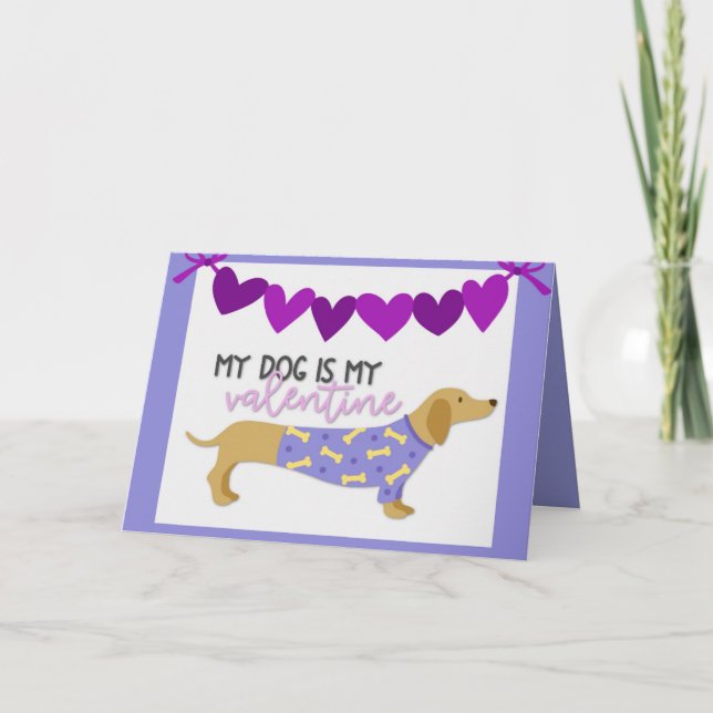 Tarjeta Festiva Dachshund Dog Cute Funny Personalizado Púrpura Tex (Anverso)