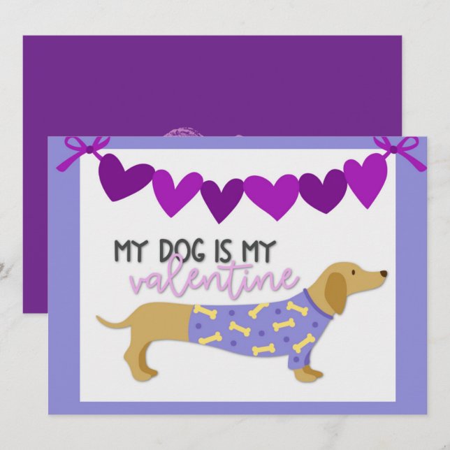 Tarjeta Festiva Dachshund Dog Cute Gracioso Personalizado Púrpura  (Anverso / Reverso)