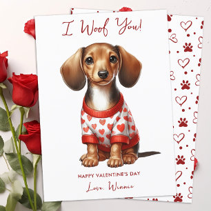 Tarjeta Festiva Dachshund Dog Día de San Valentín personalizado pe