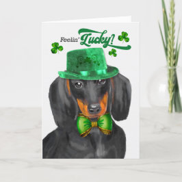 Tarjeta Festiva Dachshund Dog Feelin' Lucky St Patrick's Day