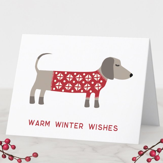 Tarjeta Festiva Dachshund Dog Fun (Dachshund Christmas Card)