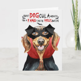 Tarjeta Festiva Dachshund Dog Funny Count DOGcula Halloween