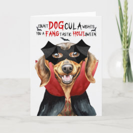Tarjeta Festiva Dachshund Dog Funny Count DOGcula Halloween