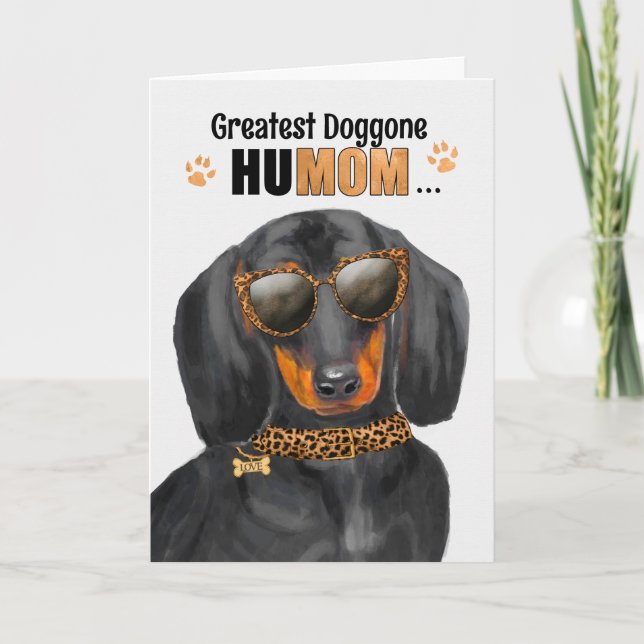 Tarjeta Festiva Dachshund Dog Greatest HuMOM Mother's Day (Anverso)
