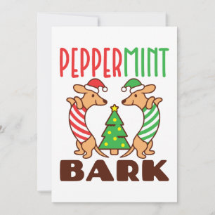 Tarjeta Festiva Dachshund Doxie, Navidades de Peppermint Bark Cute