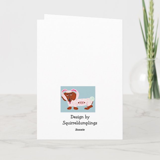 Tarjeta Festiva Dachshund Easter Bunny (Reverso)