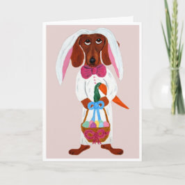 Tarjeta Festiva Dachshund Easter Bunny