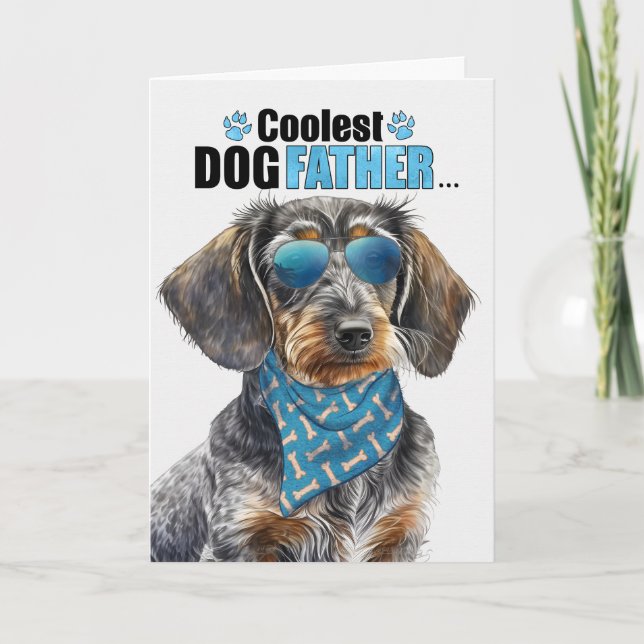 Tarjeta Festiva Dachshund, el padre más frío de todos los tiempos (Anverso)