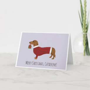 Tarjeta Festiva Dachshund en el paro de los Navidades