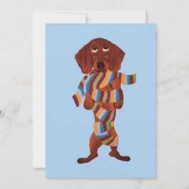 Tarjeta Festiva Dachshund Enredado En Bufanda