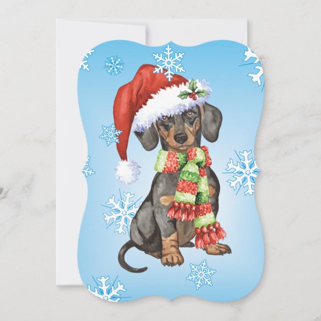 Tarjeta Festiva Dachshund feliz de Howlidays (Anverso)